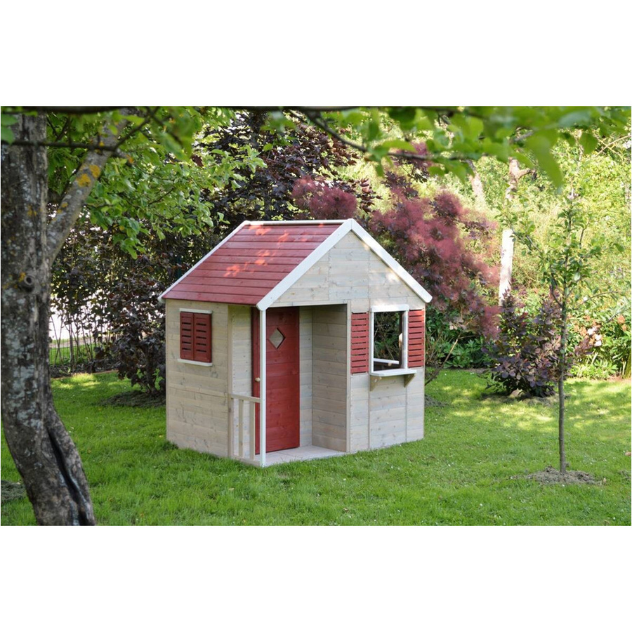 Wendi Toys Kinderspielhaus Krokodil aus Holz mit Fenster und Veranda, natur/rot, B/T/H: 120 x 155 x 168 cm - Bild 6