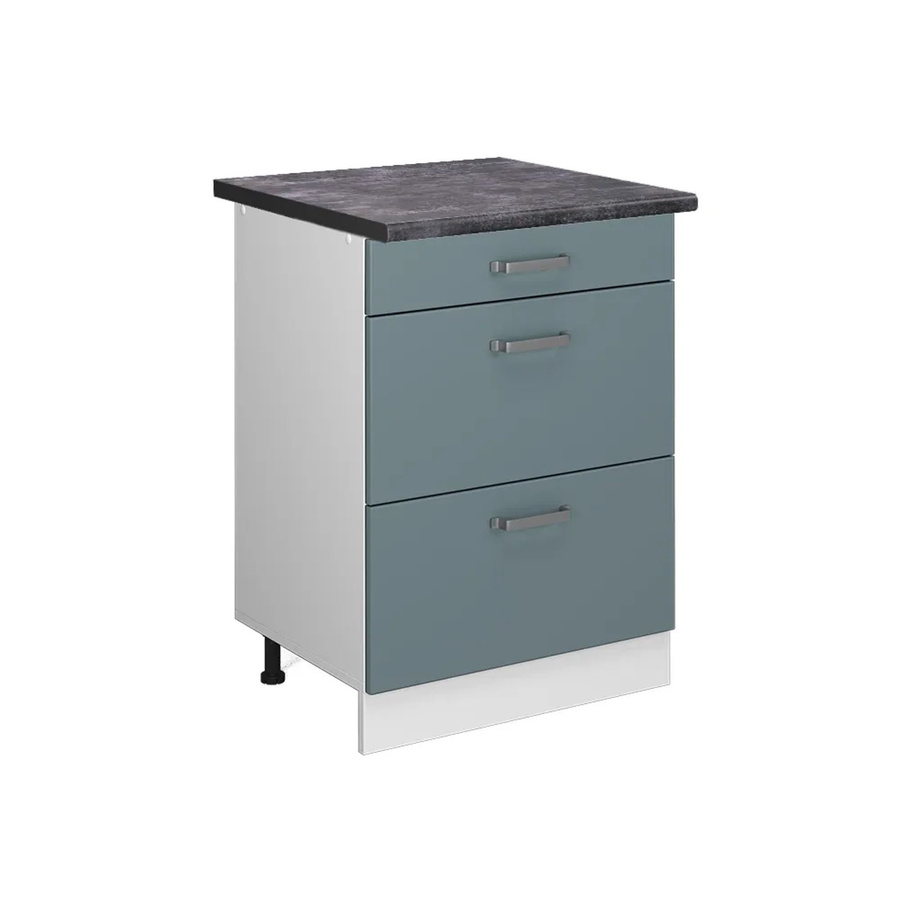 Vicco Küchenunterschrank R-Line in Blau-Grau/Weiß mit Schubladen in Anthrazit, Breite: 60 cm - Bild 2