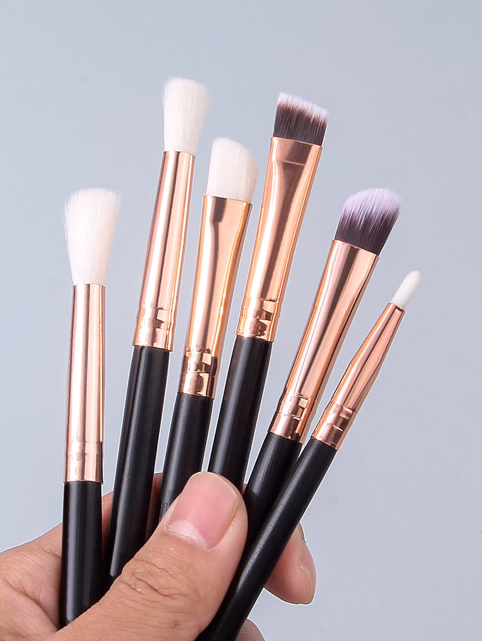 6 Stück Augen-Make-up-Pinsel Set, Schwarz, Unisex - Bild 3