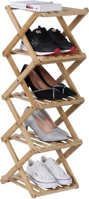 Relaxdays Schuhregal aus Bambus Natur klappbar B/T/H: 84 x 28 x 28 cm - Bild 1