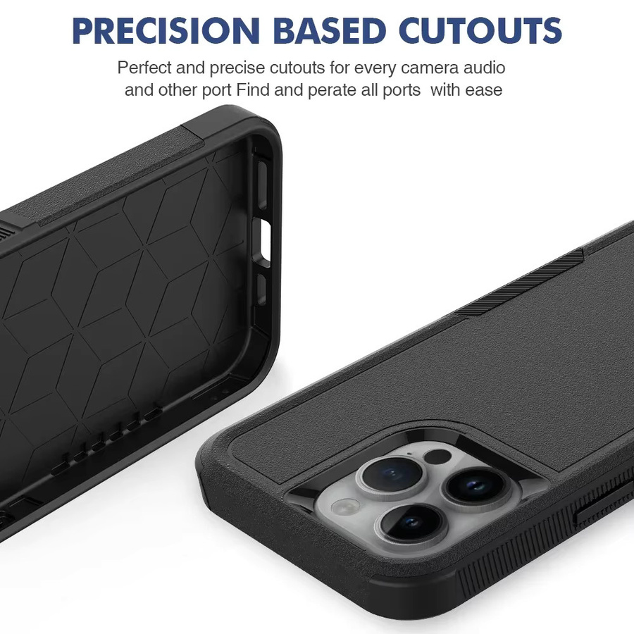 Heavy Duty Rugged Armor Handyhülle mit integriertem Display-Schutz aus PC und TPU für iPhone 16 15 14 13 12 11 Pro Max Plus XS XR 7 8 in Schwarz und Lila - Bild 5