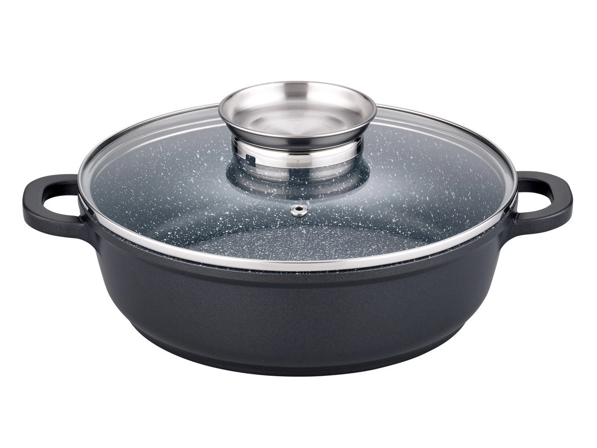 GSW Gourmet Granit Servierpfannen-Set 5-tlg. aus Aluminium in Grau mit Antihaftbeschichtung und Aromadeckeln - Bild 2