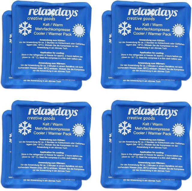 Relaxdays Kühlpads 8er Set Gel Blau Kalt Warm B/T/H: 11 x 11 x 1 cm, 100 g pro Stück - Bild 1