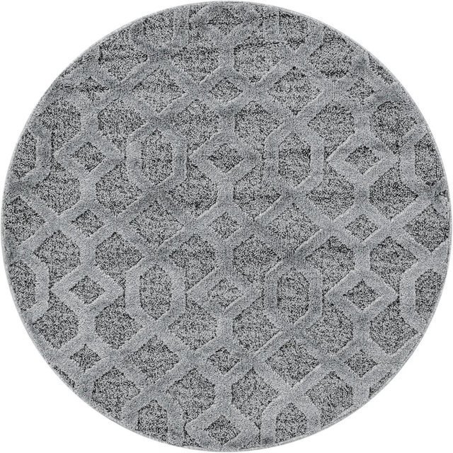 Ayyildiz Hochflorteppich Pisa 4702 Grau Rund Ø 200 cm - Bild 1