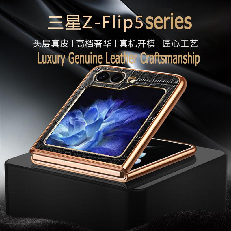 Ultradünne Klappschutzhülle aus Krokodilleder für Samsung Galaxy Z Flip 5 5G, stoßfeste Luxus-Telefonhülle - Bild 5