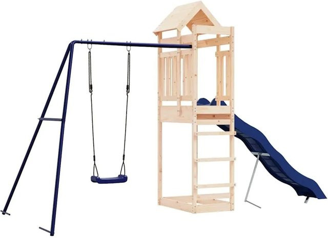vidaXL Spielturm aus Kiefernholz in Blau - Bild 1