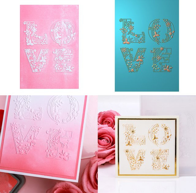 Florale LOVE 3D-Prägeordner Schablone für Scrapbooking und DIY-Dekorationen - Bild 1