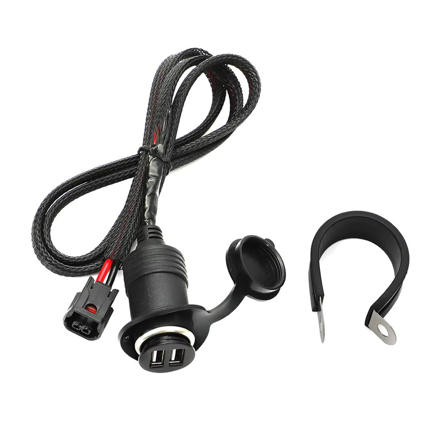 Dual USB Steckdose mit Staubschutz für Honda CRF300L und CRF250L Rally, Schwarz, USB-C Anschluss - Bild 2