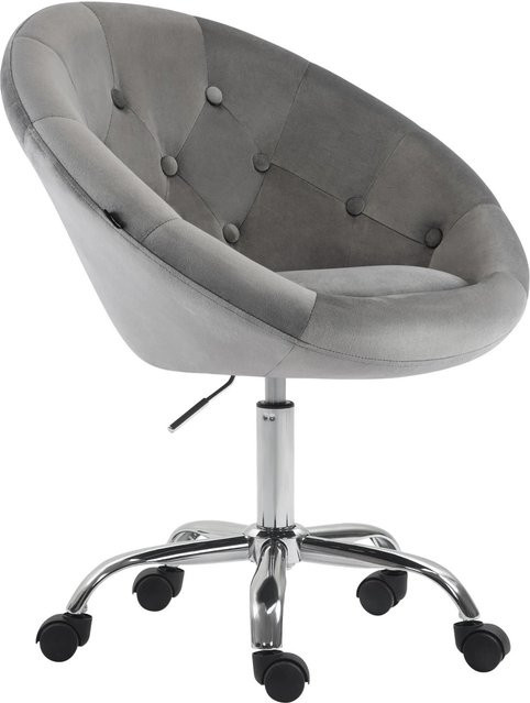 DELUKE Arbeitshocker TURKU Drehhocker mit Rollen aus Samt in Grau B/T/H: 65 x 57 x 85 cm - Bild 1