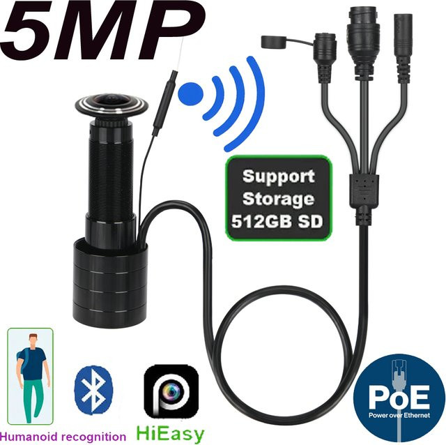 HQCAM 5MP IP PoE Türaugen-Kamera mit 1,66mm Objektiv und Bewegungserkennung in Schwarz - Bild 1
