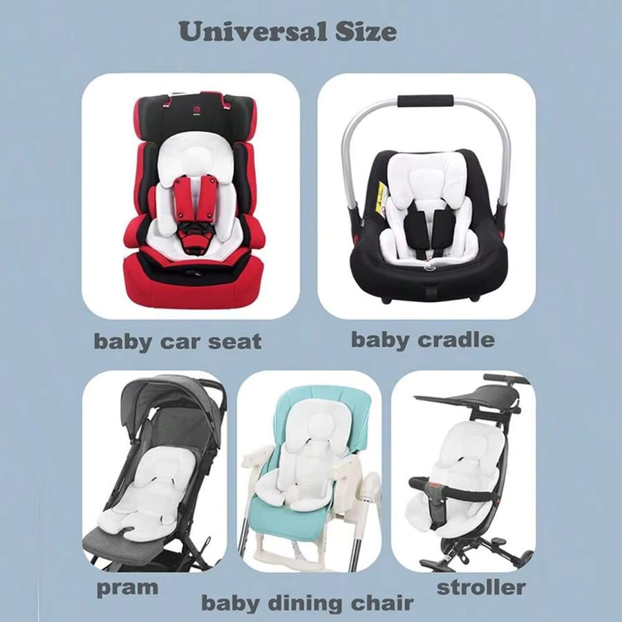 Baby Kinderwagen Sitzpad aus Baumwolle in Grau als universelle Matratze für Auto-Sitzkissen und Infant Warenkörbe - Bild 2