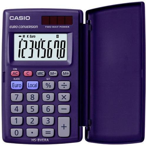 Casio Taschenrechner HS-8VER Dunkelblau 8-stellig solar- und batteriebetrieben B x H x T: 62,5 x 10 x 104 mm - Bild 1