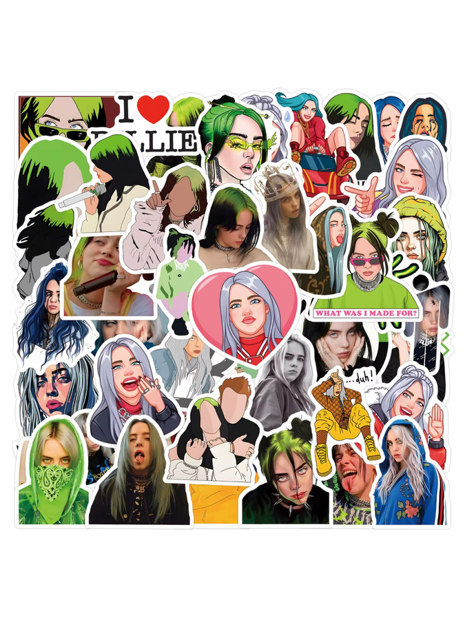 55 Stück Billie Eilish Wasserfeste Aufkleber Multicolor für Notizbücher und Computer - Bild 3