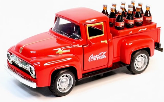 WELLY 1955 Chevrolet's Pickup Truck Transporter, Legierungsautomodell, 1:32, ab 3 Jahre - Bild 1