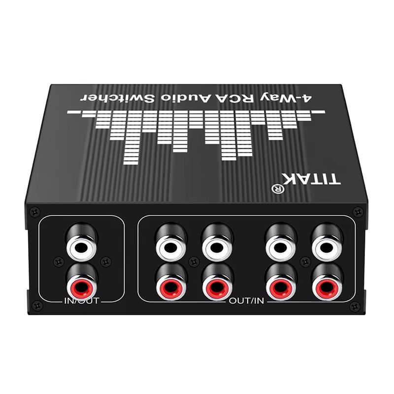 TITAK 4-Wege bidirektionaler RCA-Stereo-Audioschalter mit 1 Eingang und 4 Ausgängen oder 4 Eingängen und 1 Ausgang in Schwarz und Rot - Bild 7