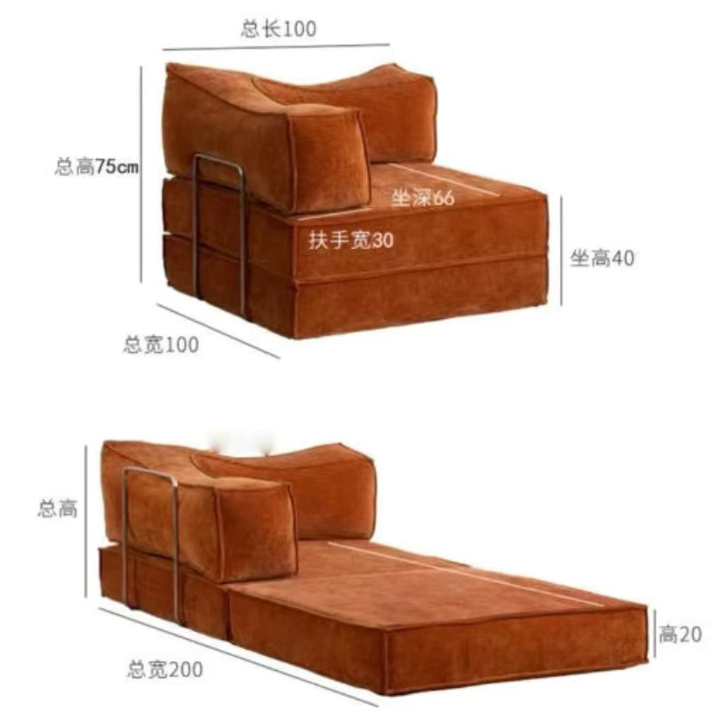 Modernes neoklassizistisches Schlafsofa von ANGDUO in Orange mit Stauraum und passenden Dekokissen - Bild 2