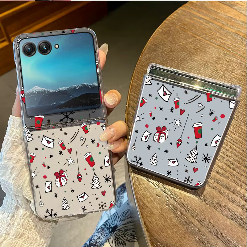 Stoßfeste Handyhülle mit Cartoon-Weihnachtsmotiv für Motorola Razr 50 Ultra, Razr 40 Ultra, 50 und 40, transparent aus hartem PC-Material - Bild 3