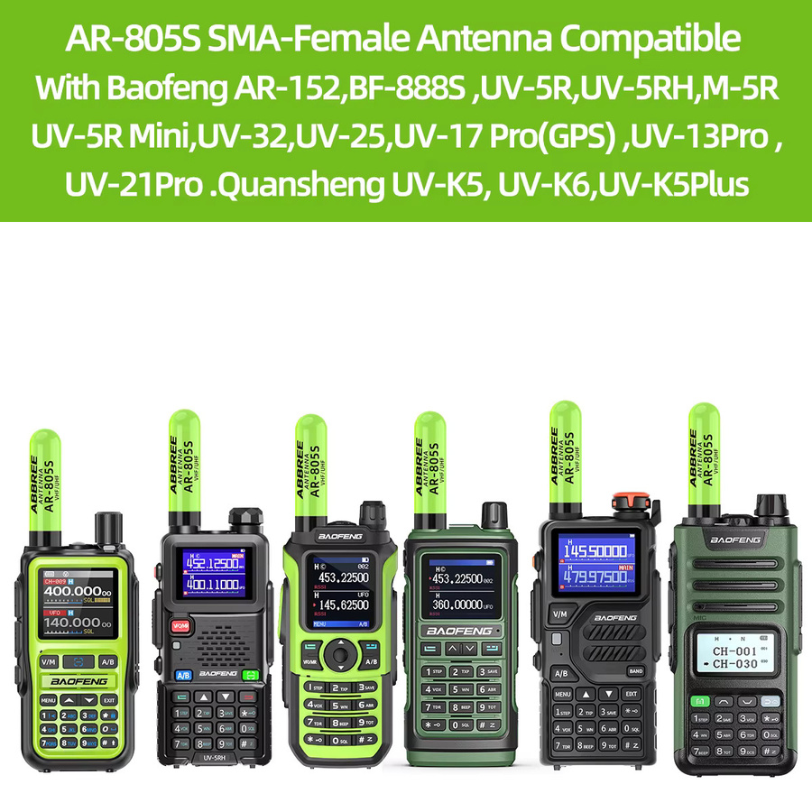 ABBREE AR-805S Mini-Antenne für Walkie-Talkies mit SMA-Buchse, UHF/VHF Dual-Band mit hoher Verstärkung, passend für Baofeng UV-5R und UV-21 PRO Amateurfunkgeräte, Farbe: Orange - Bild 3