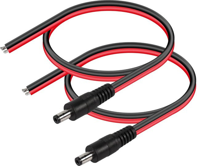 UpperFu 2 Stück DC-Versorgung Pigtail Stecker 5,5 mm x 2,5 mm mit 14 AWG blankem Draht in Schwarz für CCTV-Überwachungskameras und LED-Streifenlicht - Bild 1