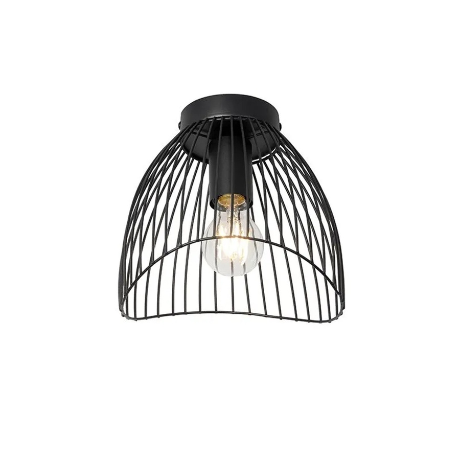 QAZQA Design Deckenleuchte Schwarz aus Metall mit Draht-Optik, dimmbar, E27, Durchmesser: 20 cm - Bild 2