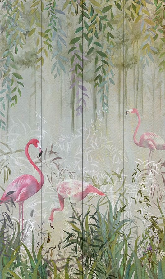NLXL Mural Flamingo Garden - 04 Drops Wandbild im Boho-Stil, mehrfarbig - Bild 1