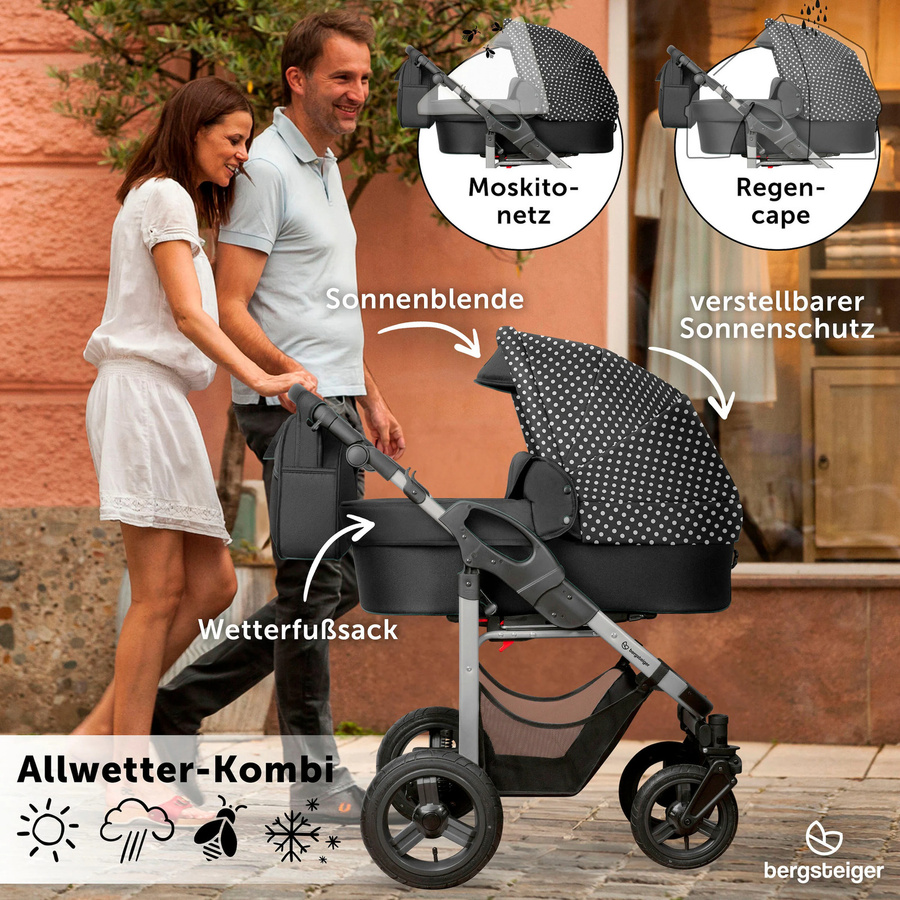 Bergsteiger Kinderwagen Capri 3in1 Kombikinderwagen mit Babyschale in Schwarz - Bild 3