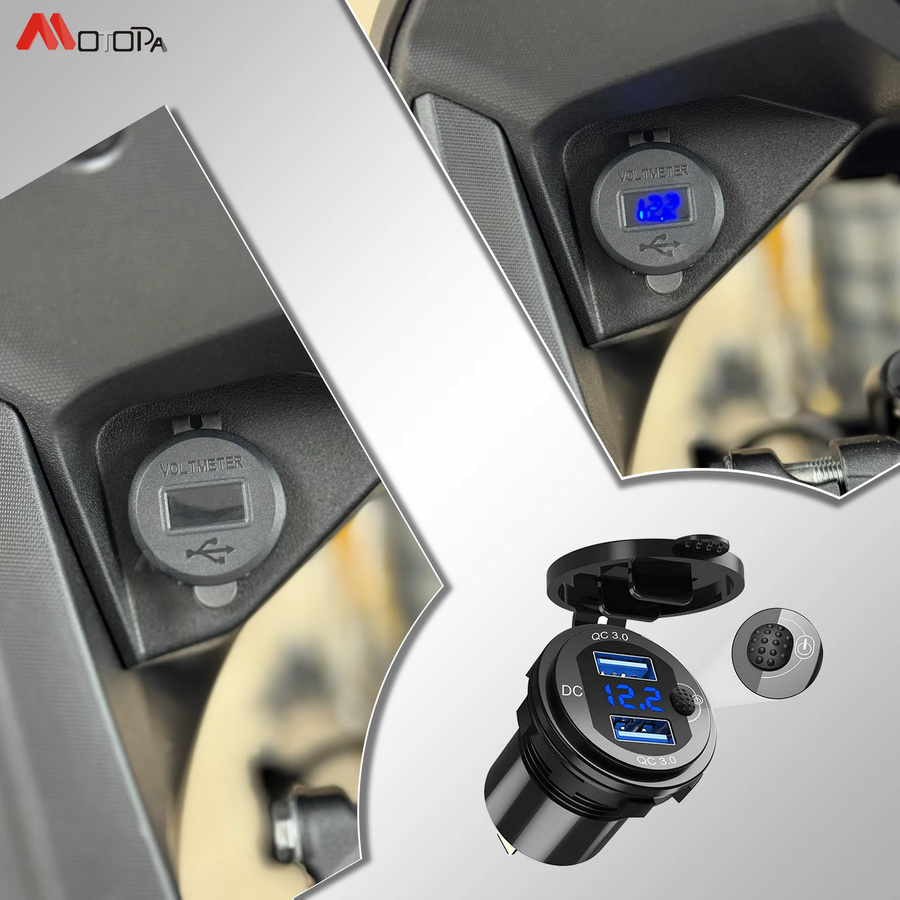 GDREYE Dual-USB-Ladegerät mit Schnellladung 3.0 für Honda Transalp XL750 und XL750V in Schwarz - Bild 3