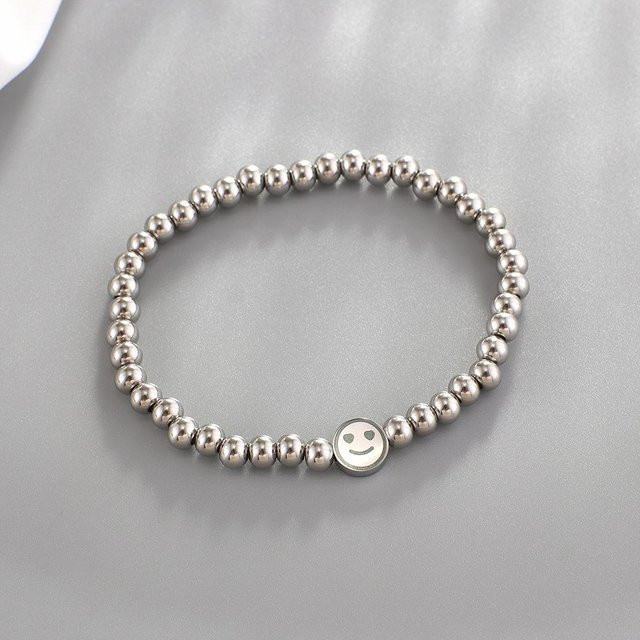 Lucky Star Jewelry Armband, Edelstahl, Perlen, Smiley Anhänger, Zirkon, Unisex - Bild 1