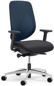 Giroflex Bürostuhl 353 mit Armlehnen und Auto-Synchronmechanik in Blau, Schwarz und Alusilber - Bild 1