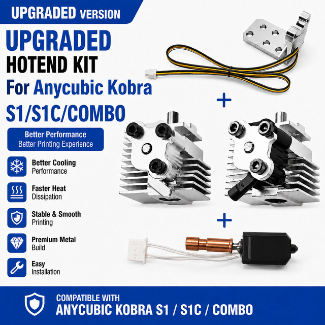 Anycubic Schnellwechsel-Hotend-Kühler-Kit für Kobra S1, S1C und Combo, Austauschbares Hot-End für 3D-Drucker-Extruder, Farbe: Silber - Bild 1