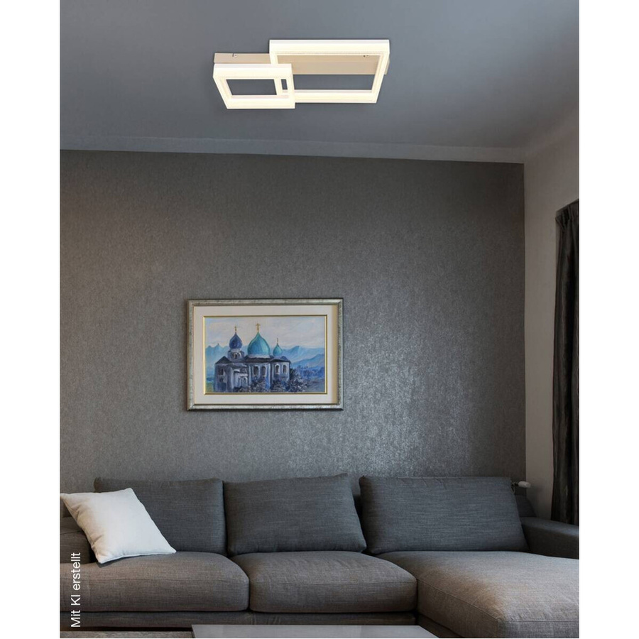 Globo Lighting Deckenleuchte MARLENNE in Weiß und Beige aus Metall und Kunststoff mit LED, B/T/H: 33 x 33 x 53 cm - Bild 2