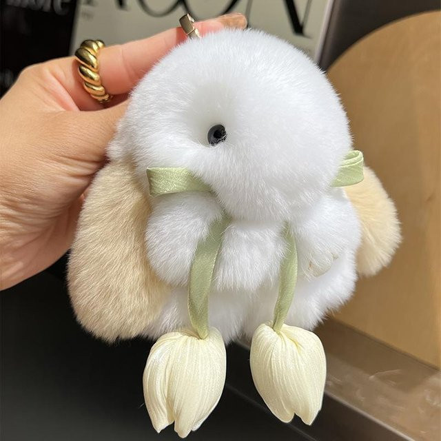 Rd lala Anhänger, Plüschtier aus Otter- und Kaninchenfell, Unisex - Bild 1