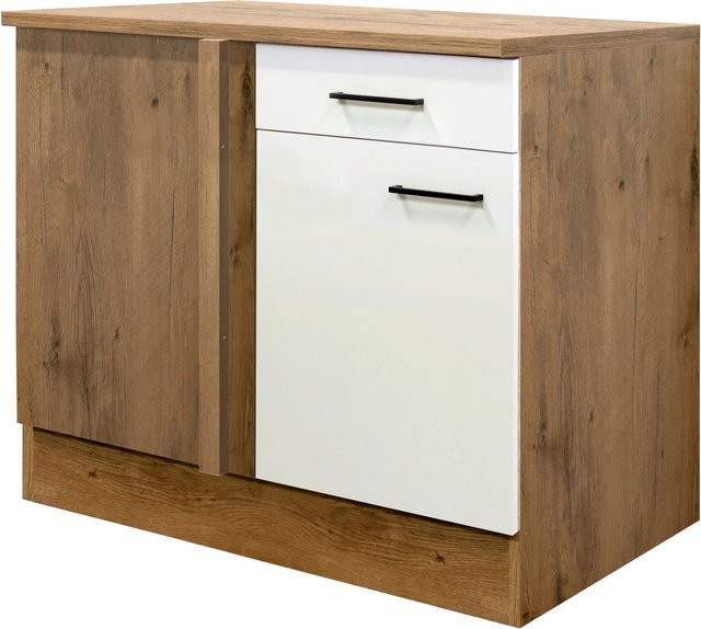 Flex-Well Küchen-Eck-Unterschrank Avila in Magnolie matt und Lancelot Oak, B/H/T: 110 x 85 x 60 cm - Bild 1
