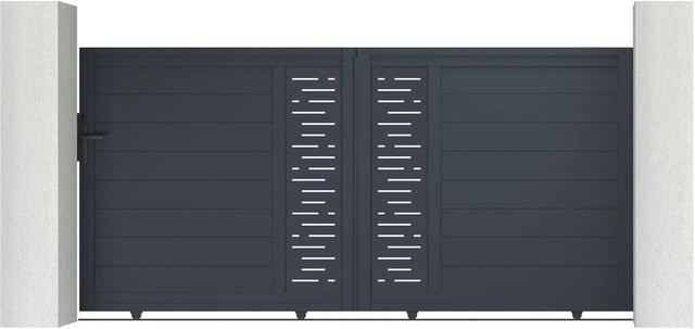 Casanoov Elektrisches Schiebetor Arlberg aus Aluminium in Grau inklusive Schiebetorantrieb Ranger C300, B: 300 cm, H: 140 cm - Bild 1