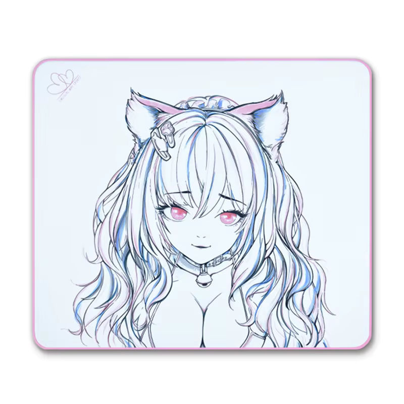 Unusual Way Neko Sports Gaming Mousepad mit Poron-Substrat und Plüschstoff in Weiß - Bild 4