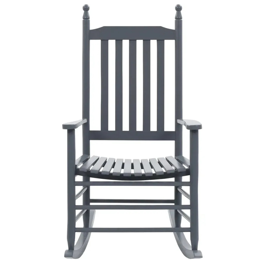 vidaXL Schaukelstuhl aus Pappelholz in Grau mit gebogener Sitzfläche und Armlehnen im Vintage-Design - Bild 2