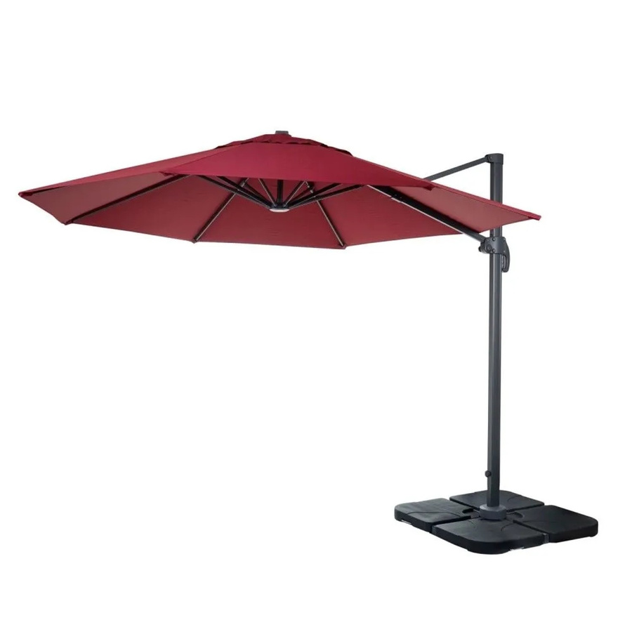 MCW Gastronomie-Ampelschirm A96 rund, Durchmesser: 300 cm, Farbe: Rot, Material: Polyester, Alu und Stahl, inklusive Ständer und drehbar - Bild 2