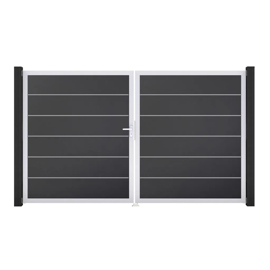GroJa Tor Basicline Premium 2-flügelig Anthrazit EV1 B: 306 cm, H: 180 cm DIN Links mit Sichtschutz - Bild 2