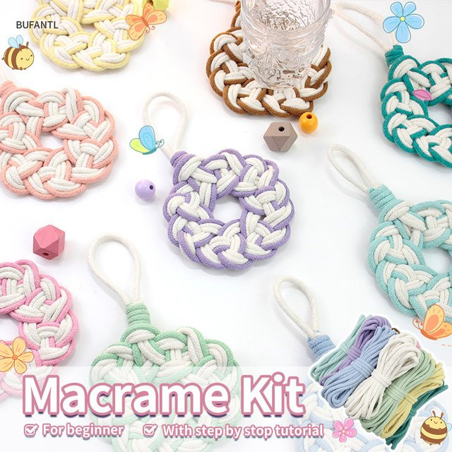 DIY Makramee Strickset für runde Blumen-Untersetzer im Boho-Design mit Tutorial für Anfänger - Bild 1