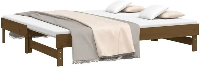 vidaXL Tagesbett aus massivem Kiefernholz in Honigbraun mit Ausziehfunktion und rustikaler Optik, B/T/H: 150 x 190 x 79,5 cm - Bild 1
