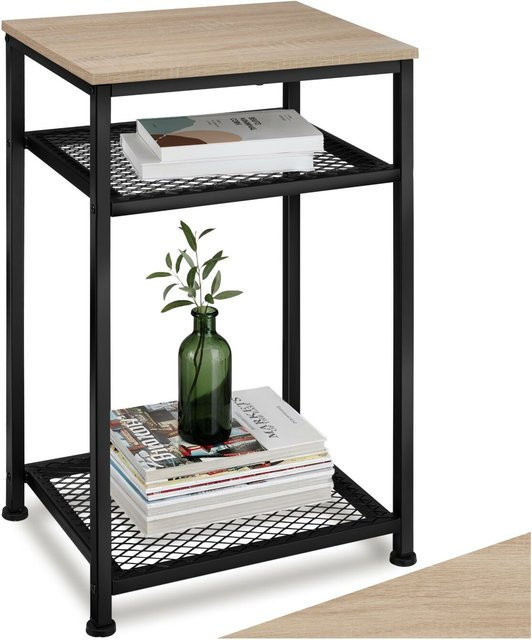 tectake Beistelltisch York Industrial Style in Beige und Braun mit 2 Ablagen, B/T/H: 45,5 x 36,0 x 75,5 cm - Bild 1