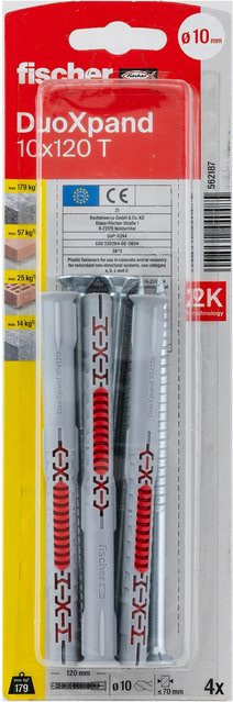 Fischer Langschaftdübel DuoXpand T mit Senkkopfschraube, Durchmesser: 10 mm, Länge: 120 mm, 4 Stück - Bild 1