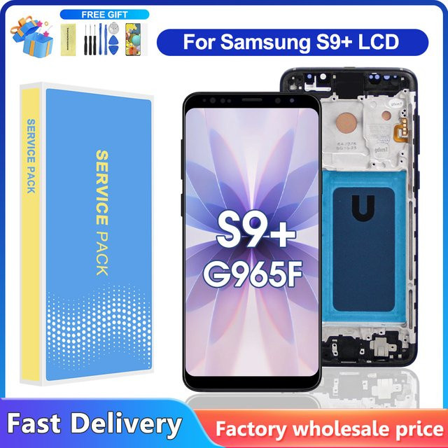 Samsung S9 Plus Display Touchscreen mit Rahmen-Digitizer in Schwarz für Samsung S9+ G965 G9650 LCD - Bild 1