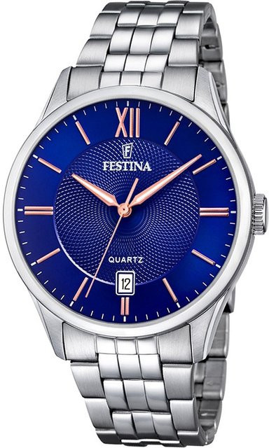 Festina Herrenuhr, Quarz, Edelstahl, Blau, 43 mm, 5 ATM - Bild 1