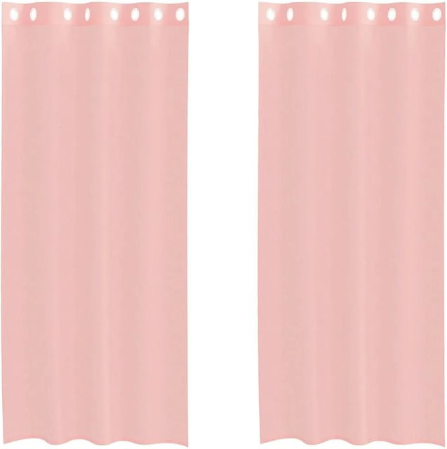 vidaXL Voile Vorhänge mit Ösen, 2er-Set, Rosa, B: 140 cm, H: 245 cm - Bild 1