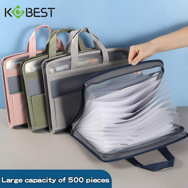 KOBEST A4 Präsentationsmappe mit Reißverschluss und Display-Book aus Segeltuch, mehrschichtig, blau/mehrfarbig - Bild 1