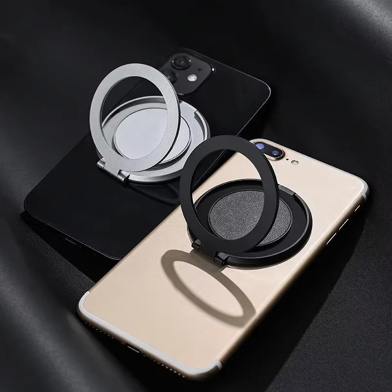WSSHE Handy-Fingerringhalter in Schwarz mit 360-Grad-Drehung als ultradünner Metall-Standaufkleber für iPhone, Xiaomi und Samsung - Bild 2