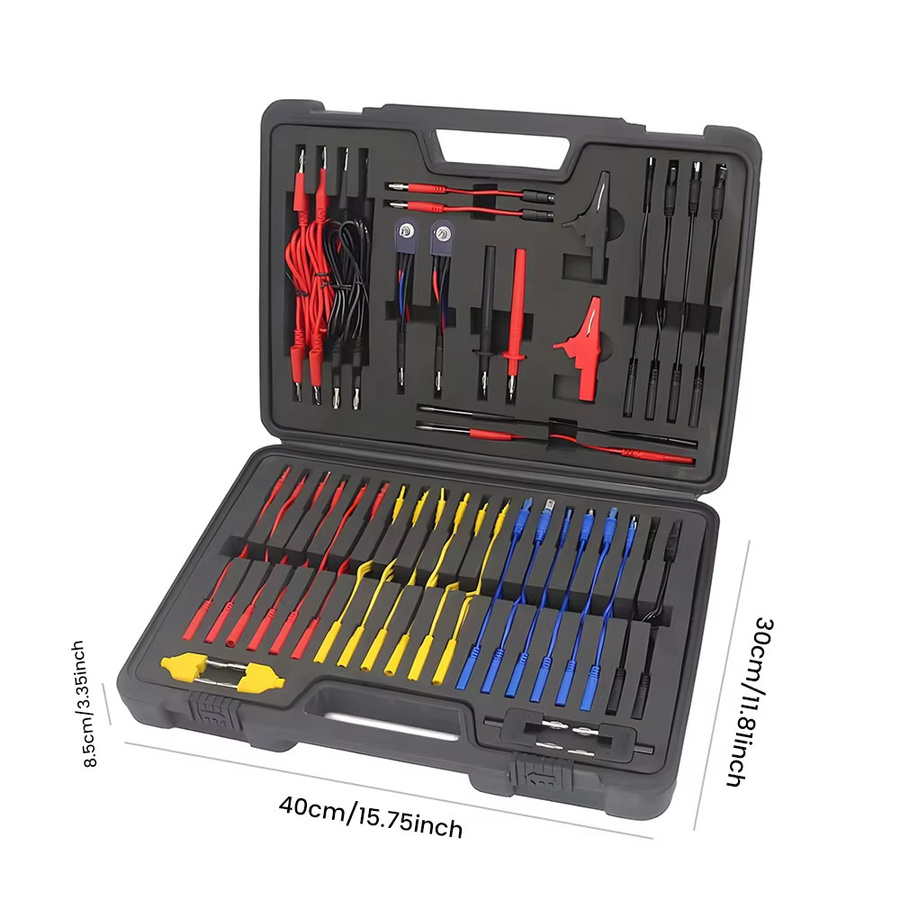 Podofo 70-teiliges Multimeter-Testkabel-Set in Gelb und Multicolour für Diagnose, Prüfung und Reparatur sowie Kfz-Prüfung mit Verbindungsstücken und flachen Anschlüssen - Bild 4