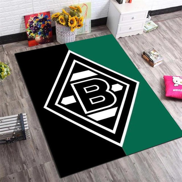 Borussia Mönchengladbach Logo Teppich LOLO IU, rutschfeste Fußmatte in Schwarz-Weiß mit Fußballclub-Wappen, B/T: 70 x 100 cm - Bild 1