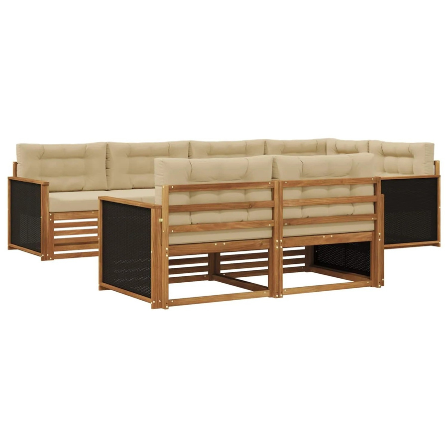 vidaXL Outdoor-Sofagarnitur aus Akazienholz mit 7 Kissen in Natur-beige - Bild 2
